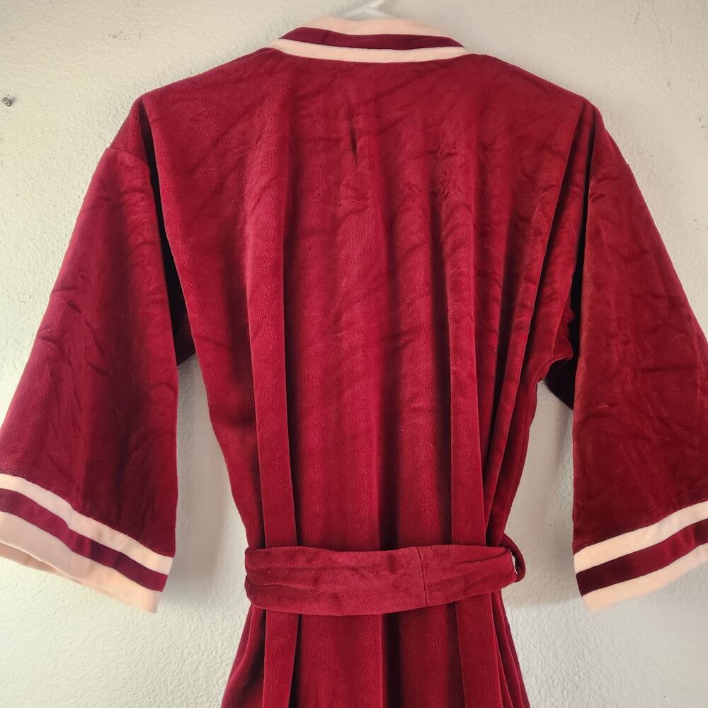 Vintage Christian Dior Lounge Wear Velour Robe in Burgundy Size XS/Small Belt - Picture 7 of 11
